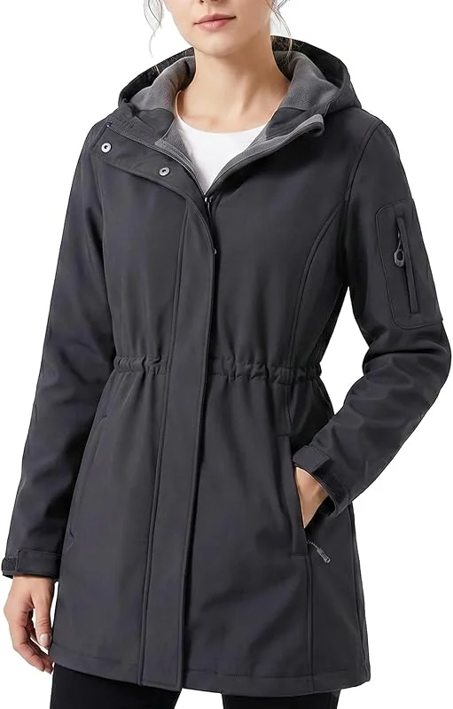Chiguo Chaquetas impermeables ligeras de invierno para mujer Abrigos cálidos con forro polar y capucha Softshell — Ropa esqui