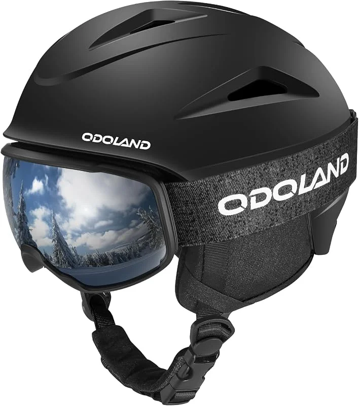Odoland Casco de Esquí con Gafas para Hombres y Mujeres, Casco de Nieve Deportivo Ligero Ajustable, Equipo de Esquí Profesional para Snowboard Motonieve Esquiar para Adultos y Jóvenes — Equipo esqui