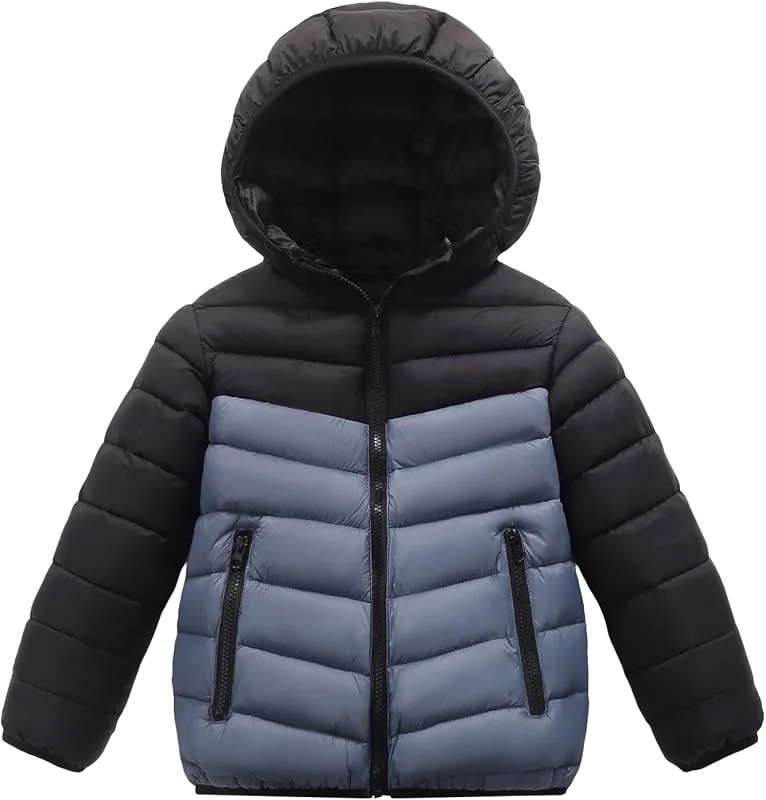 SEAUR Chaqueta ligera de invierno para niños, abrigo acolchado informal, chaqueta con capucha, a prueba de viento, cálido 7-16 años — Plumon fino