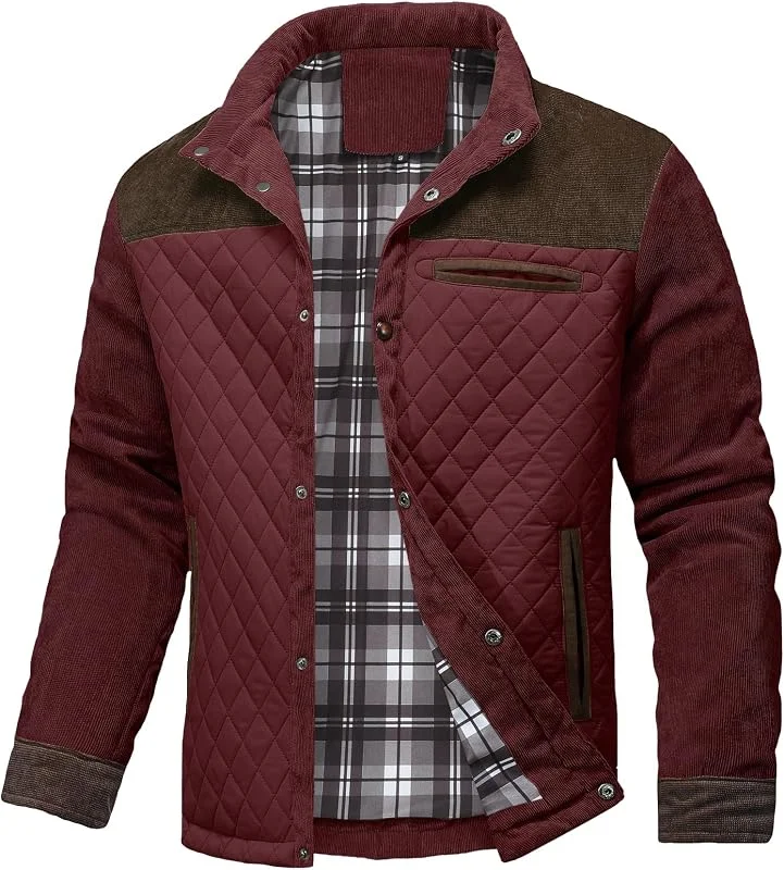 Zaitun Chaqueta acolchada de diamante para hombre, casual, ligera, cortavientos, ropa de abrigo — Plumon fino