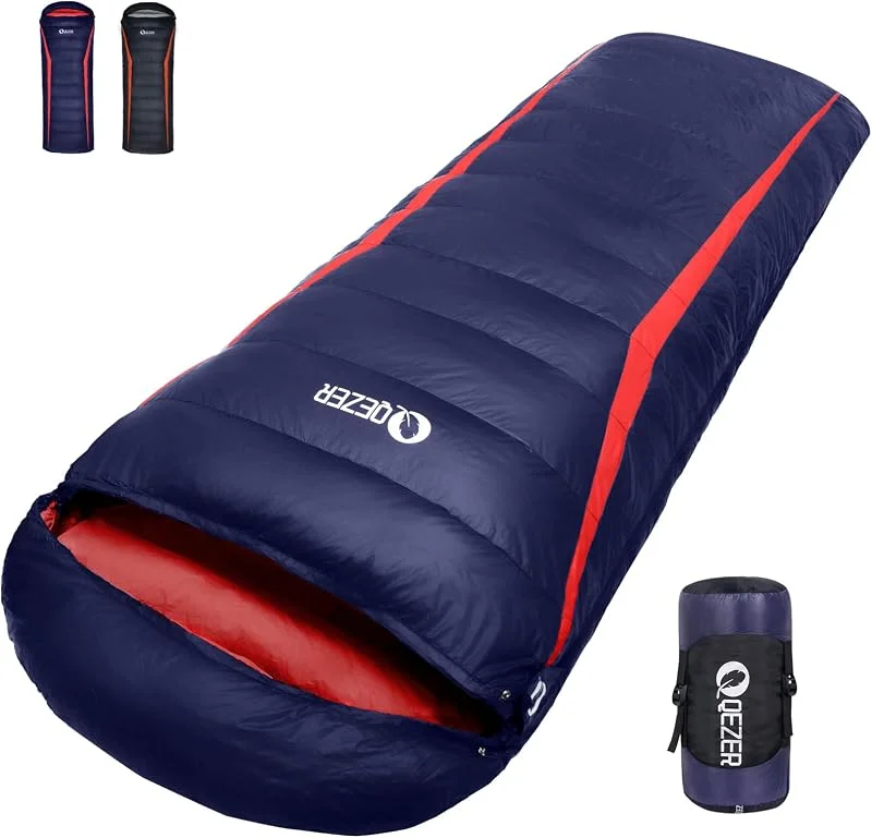Saco de dormir de plumón, saco de dormir ultraligero de -3 °C a 8 °C para 4 estaciones, camping, mochileros y senderismo, relleno de plumón de pato premium de 600 g — Plumon fino