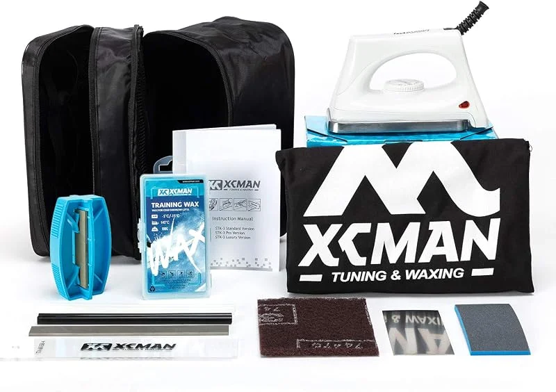 XCMAN Kit Completo de afinado y Encerado de esquís y Snowboard con Plancha de Encerado, Cera Universal, afinador de Cantos, Cepillo, rascador de Cera, Ptex — Equipo esqui