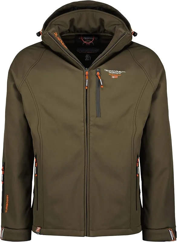Geographical Norway Taboo Men - Chaqueta Softshell Hombres Impermeable Con Capucha - Chaqueta Outdoor Cortavientos Resistente - Senderismo Esquí Otoño Invierno Primavera (Caqui — Ropa esqui