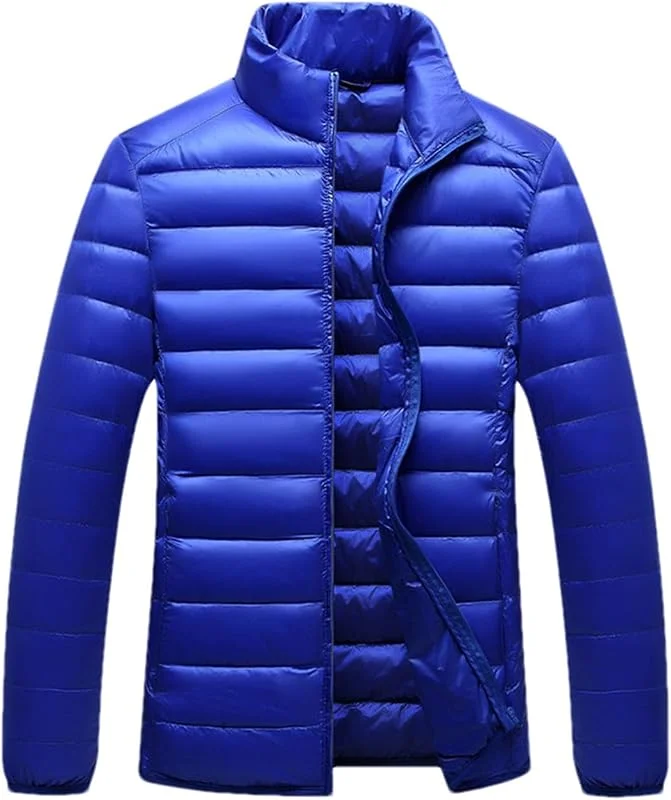 Chaqueta de plumón Ultraligera para Todas Las Estaciones para Hombre, Abrigo Transpirable Resistente al Agua y al Viento, Chaquetas sin Tapa de Gran tamaño — Plumon fino
