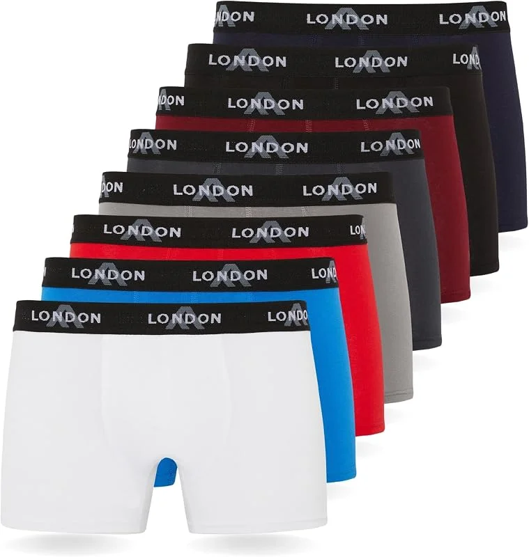 FM London Pack de 4, 8 Calzoncillos Bóxer Hombre, Cintura Elástica, Suaves — Ropa esqui