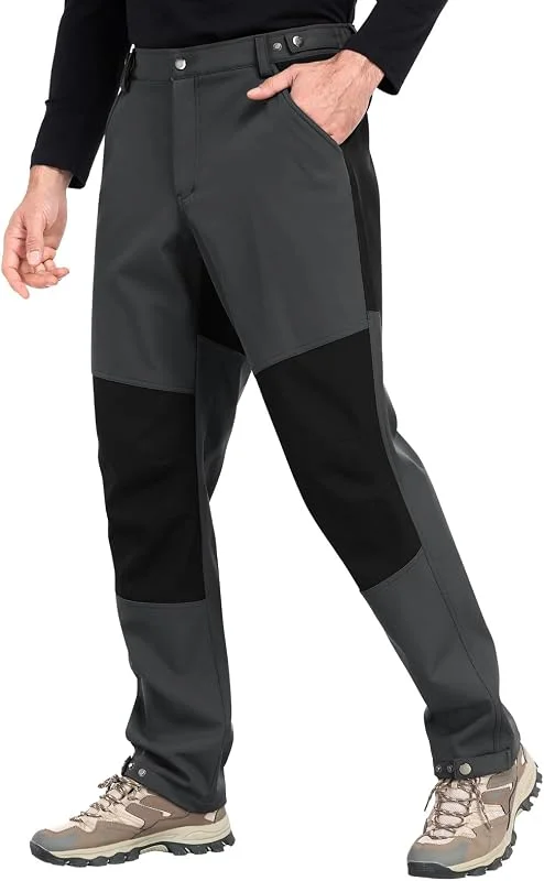 Xnova Pantalon Trekking Hombre Impermeables Pantalones de Trabajo Montaña Senderismo Pantalón Invierno Forro Polar Termico con Cintura Elastica Pantalon Tactico Cargo Pants — Ropa esqui