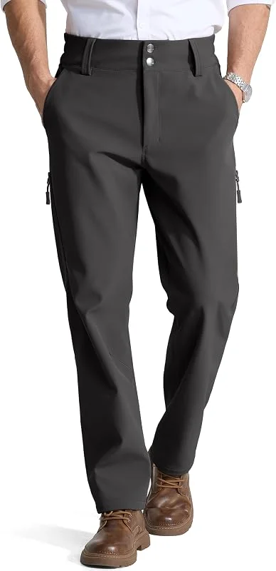 FREE SOLDIER Pantalones de invierno con forro polar para hombre, cálidos, resistentes al viento, con cintura ampliable, softshell y esquí — Ropa esqui