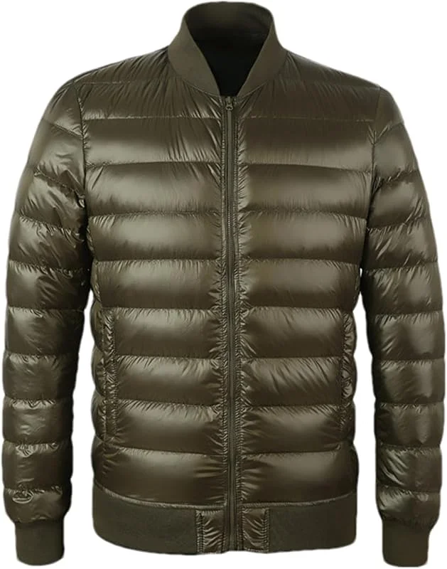 Chaquetas de plumón Chaqueta de plumón Ultraligera para Hombre Abrigo de Invierno cálido Cuello de béisbol Abrigo de Plumas Ligero — Plumon fino