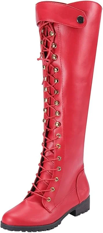 Zapatos Mujer Nieve Botas de mujer para otoño e invierno para mujer en Europa y Estados Unidos. Botas de gran tamaño para el comercio exterior. Botas con cordones por encima de la rodilla Botas — Equipo esqui