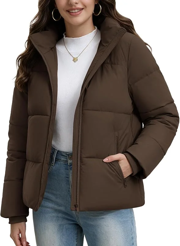 Vancavoo Chaqueta Acolchada Corta Mujer Abrigo Parka con Capucha — Plumon fino