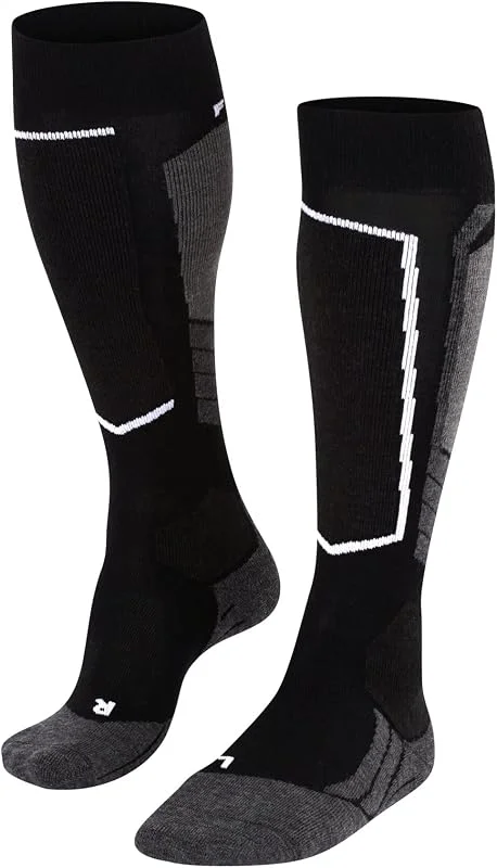 FALKE mujer SK2 Wool calcetines de esquí amortiguación media espinillera anti ampollas cálida transpirable secado rápido regulación del clima antiolores lana hilo funcional 1 par — Equipo esqui