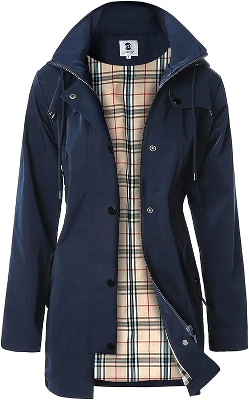 SaphiRose PONCHO Chaqueta de Lluvia Largo para Mujer Encapuchado Chubasquero Impermeable Al Aire Libre — Plumon fino