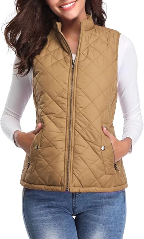 fuinloth Chaleco Mujer Acolchado Invierno Otoño Sin Mangas Chalecos Ligero — Plumon fino