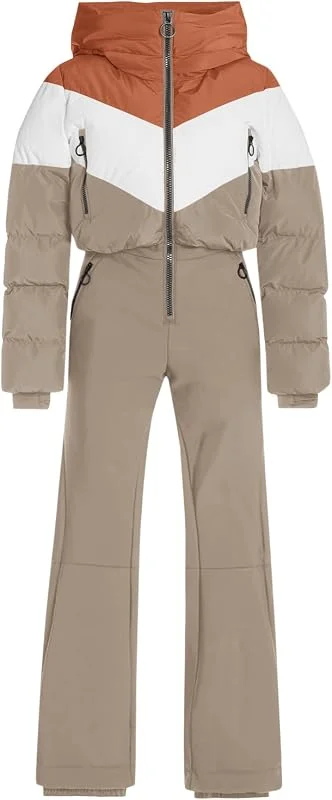 Fisoew - Traje de esquí de una pieza para mujer, cálido, impermeable, para invierno, nieve, deportes al aire libre — Ropa esqui