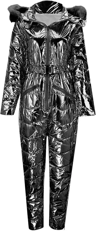 Generico Traje de nieve para mujer, traje de esquí de una pieza, monos de invierno al aire libre impermeable traje de snowboard, para el trabajo al aire libre esquí pesca equitación, A-Negro, M — Ropa esqui