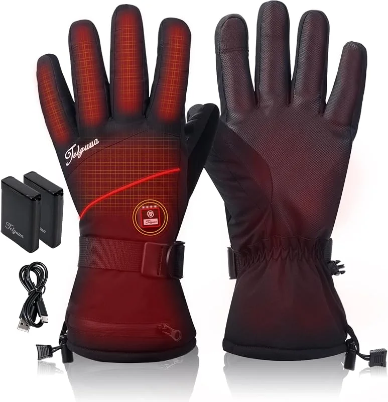 Telguua Guantes Calefactables para Hombre Mujer con Batería Externa, 1 paire — Ropa esqui
