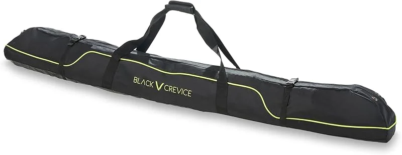 Black Crevice Bolsa de esquí para 1 par de esquís y bastones I resistente bolsa de esquí con asas dobles acolchadas I Bolsa de esquí con doble cremallera completa I Dimensiones: 195 cm x 20 cm x 20 cm — Equipo esqui
