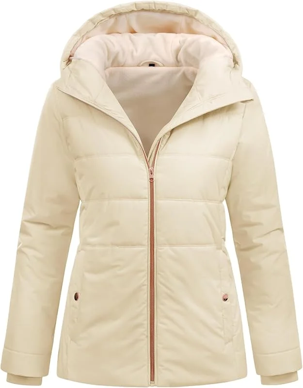 Vancavoo Abrigo Mujer Invierno Chaqueta Corta Parka de Capucha — Plumon fino