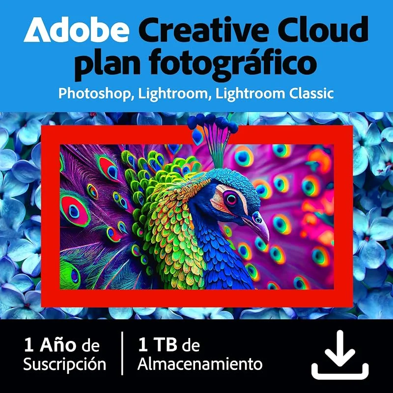 Creative Cloud Photography plan, with 1TB, 1 Año, PC, Mac, Código de activación enviado por email — Equipo esqui