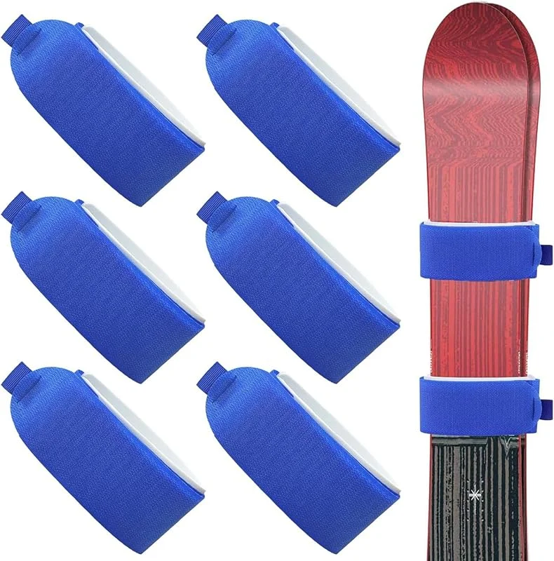 6 lazos ajustables para esquiar, correas de sujeción para envolver esquí, cinta de almacenamiento con almohadilla protectora — Equipo esqui