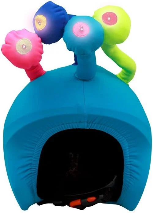 COOLCASC Funda para Casco LED – con Luces para Visibilidad y Seguridad – Compatible con Casco de Bici, Esquí y Skate – Niños y Adultos – Talla Única – Diseño Divertido — Equipo esqui