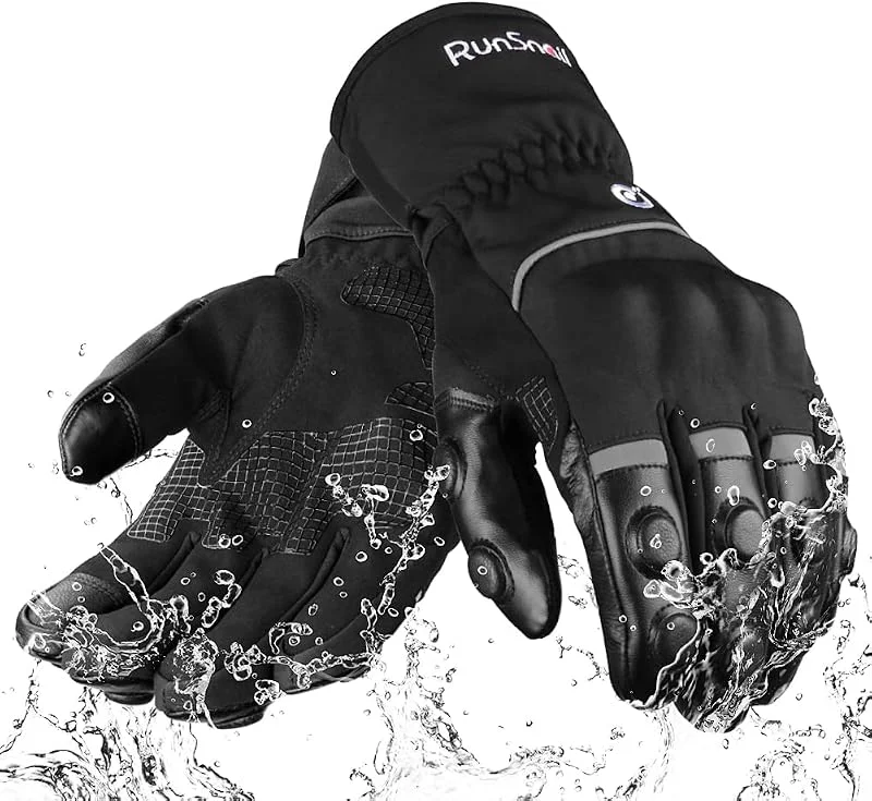 2KP CE Guantes de Moto Invierno para Hombre y Mujer, Guantes Moto Impermeables Prueba Viento Cálidos Guantes Motociclista con Puño Largo y Protección Dura en Los Nudillos Guantes Pantalla Táctil — Ropa esqui